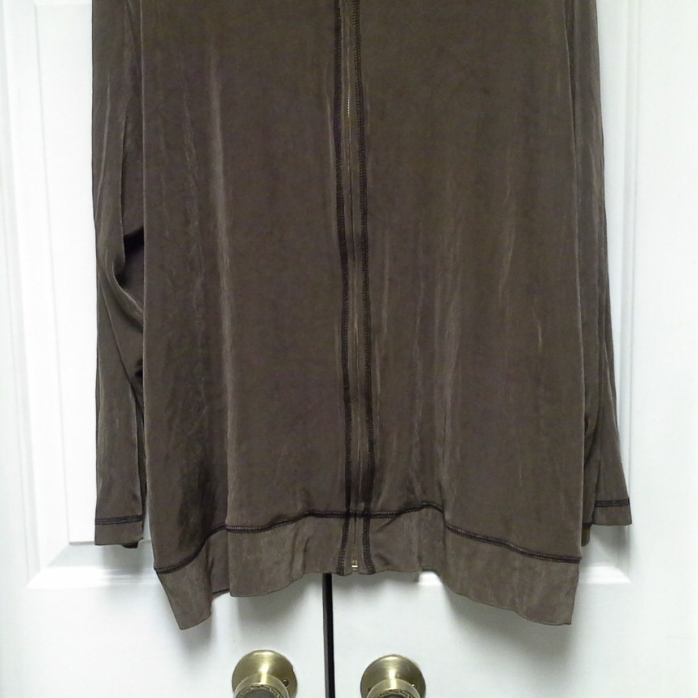 Brown Mock Turtle Neck Long Sleeve Zipped Jacket - Picture 3 of 8